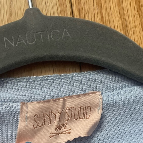 Sunny Studio White and Blue Tie Diy Long Sleeve - Picture 5 of 6